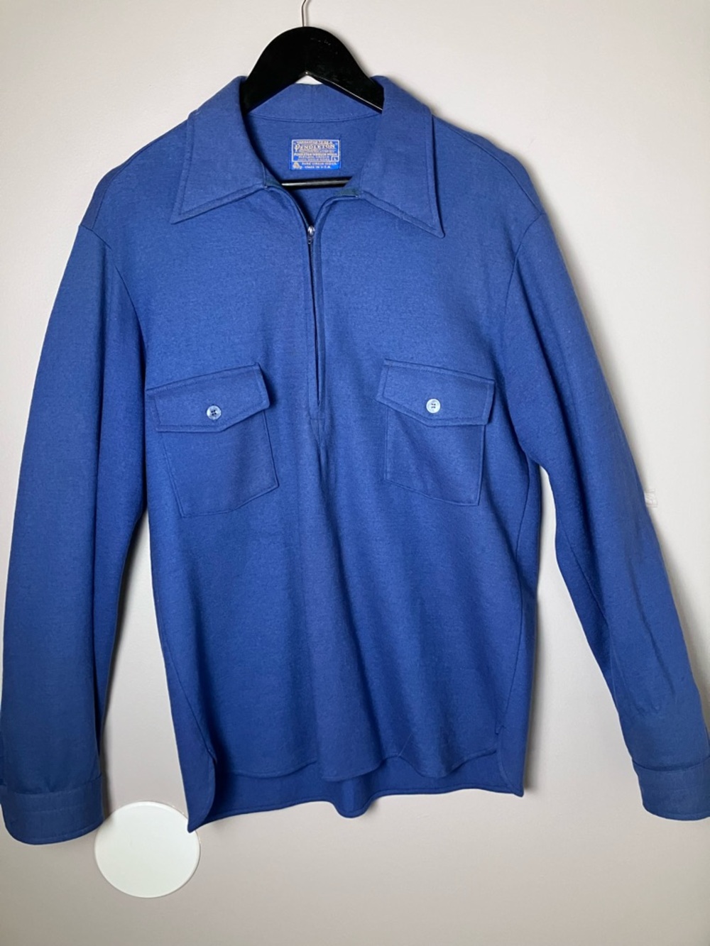 Pendleton Men's Vintage Blue Half Zip Pullover Sweater Wool Size Large